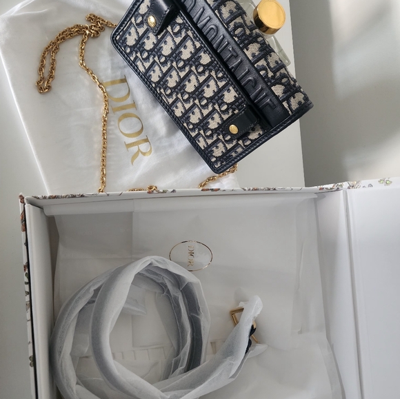 Dior 2 in 1 30 Montaigne Pouch Blue Dior Oblique Jacquard - Picture 3 of 4